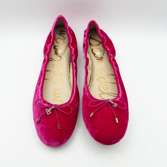 SAM EDELMAN Womens Felicia Ballet Flats US 11 EU 42 Pink Velvet Round Toe NIB - Picture 7 of 15